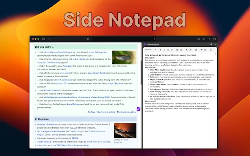 Side Notepad: Mabilis na Note-Taking sa Browser – Libreng I-download - Screenshot 1