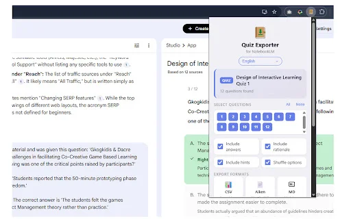 I-download ang NotebookLM Quiz Exporter – I-convert ang Quizzes - Screenshot 1