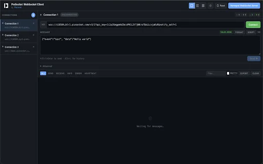 PieSocket WebSocket Client: Debugger para sa Developers - Screenshot 1