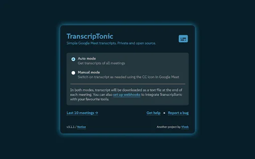 I-download ang TranscripTonic: Simple Google Meet Transcripts - Screenshot 1