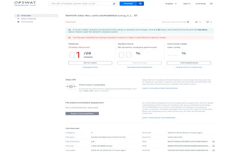OPSWAT File Security: Proteksyon sa Browser na May Multi-Engine - Screenshot 4