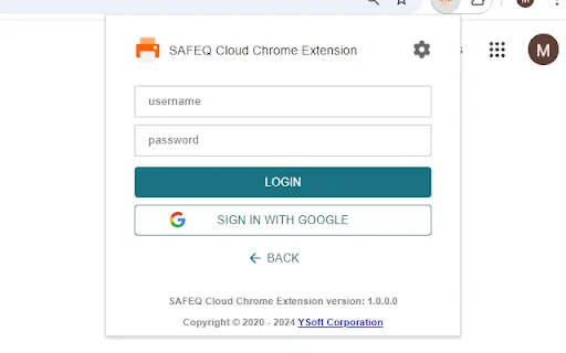 I-download ang SAFEQ Cloud Chrome Extension – Secure na Pag-print - Screenshot 1